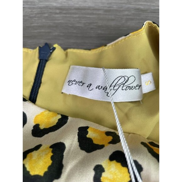 NEVER A WALLFLOWER Cheetah Print Fit & Flare Dress Small Silk Viscose Made in LA - Picture 3 of 16